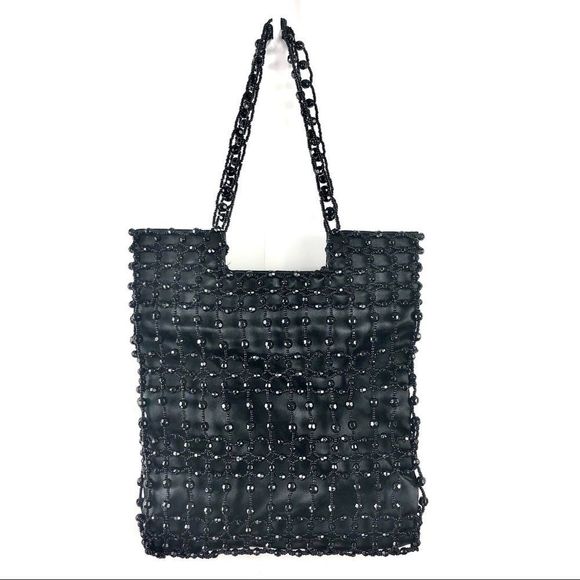 Vintage Giorgio Beverly Hills Black Silk Beaded Bag - Picture 2 of 7